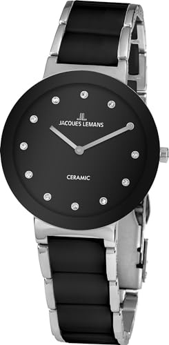 JACQUES LEMANS Damenuhr Monaco Massiv Edelstahl/High-Tech-Ceramic massiv Edelstahl 42-7