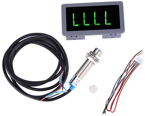 4 Digital LED-varvräknare, 10-9999 RPM-mätområdeshastighetsmätare, Hall-effektsensor NPN-närhetsbrytare (inom 10 mm), för svarvtransportband(Grön)