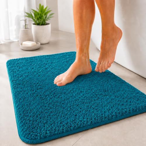Floordirekt Badematte Sky - Badezimmerteppich - Weicher, dichter Hochflor - Rutschhemmend & Schnell trocknend - Geeignet für Fußbodenheizung - Eckig & Rund (80 x 150 cm, Petrol)