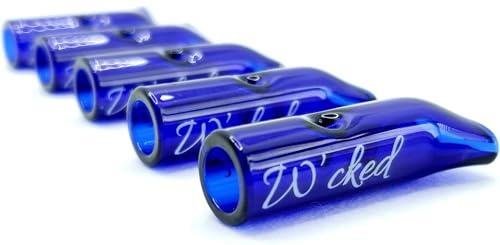 5PCS Reusable W'cked Glass Filter Tips for 8mm Pre-Rolled Filter Tips, Regular Cigarettes, Glass Rolling Tip Mouthpieces (Blue)