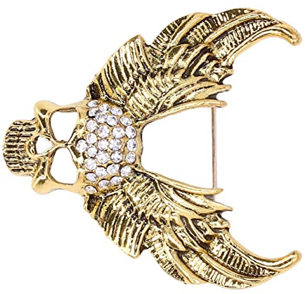 Kristall Schädel Kopf Brosche, Mode Bohrer Schädel Brosche Handgefertigt Exquisit für Mantel für Anzug(Altes Gold)