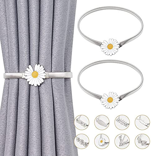 SHALOLY 2er-Pack Frühlings-Seil-Vorhang, praktisch, dekorativ, Legierung, Vorhanghalter, moderner, Schlichter Stil, Vorhang-Raffhalter für dünne (2er-Pack | daisysliver)