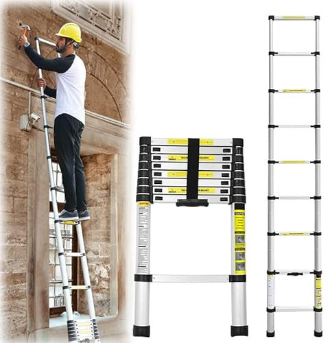 Randaco 2.6M Scala Telescopica in Alluminio, Multiuso Allungabile Scaletta Alluminio, Scala Telescopica Antiscivolo, Leggero e Flessibile, Carico Massimo 150 kg