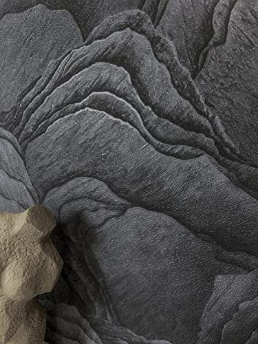 Newroom Tapete Schwarz Vliestapete Stein - Steintapete Modern Grau Dunkelgrau Schiefer Naturschiefer Steinoptik 3D Optik Schiefertapete Schieferoptik inkl. Tapezier-Ratgeber