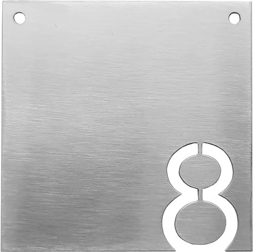 GUIZZO Creart - Hausnummer aus Edelstahl, Türschild Personalisiert mit Eingravierter Nummer und Modernem Design, Personalisiertes Wetterfestes und Verschleißfestes Namensschild Haustür, 20 × 20 cm