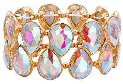 EVER FAITH Armband für Braut birnenförmiges Strass-Kristall-Stretch-Armband für Damen Hochzeit