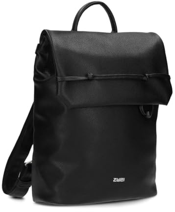 Damen Rucksack Perla PER130 eleganter City-Rucksack 8 Liter Sommer & Frühling Boho-Look mit Perlen-Verzierung, Verschlussklappe mit eingenähten unsichtbaren Magneten gute Innenausstattung (black)