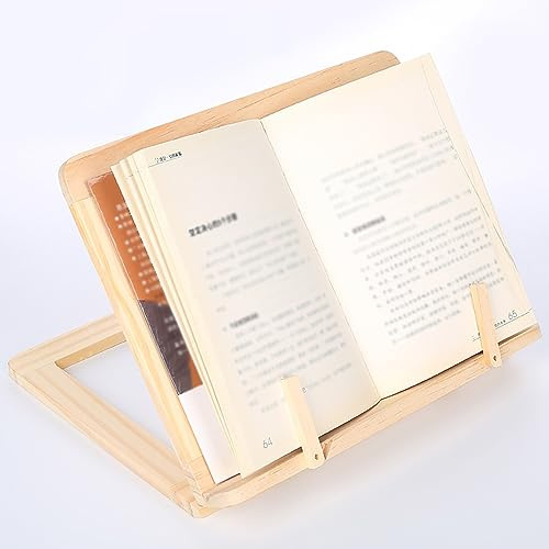 Leseständer Faltbar Buchhalter Buchständer iPad Ständer für Küche Schreibtisch, 30cm x 24cm Holz Verstellbarer Displayständer - Holzklammer