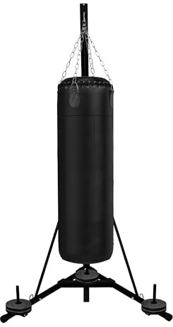 Folding Punch Bag Stand 68kg 150lbs Free Standing Hanging Frame Height Adjustable 182cm - 230cm / 6ft - 7.5ft Boxing Martial Arts Equipment Stable Triangle Base Heavy Duty Steel Weight Plate Holder