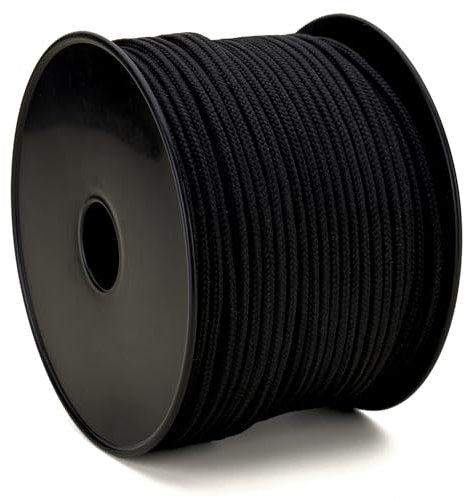 Corde tressée Polypro Noire Ø 4MM Bobine 100M - Cordage extérieure, Corde Bricolage, cordelette DIY, Noir