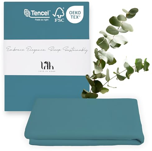 LAH 100% Tencel Lyocell Spannbettlaken, luxuriöses tiefes Spannbetttuch aus umweltfreundlichem Tencel, Hypoallergen, in Weiß Grau Petrol für King Size Doppelbetten Einzelbett (Petrol, 90x200 cm)