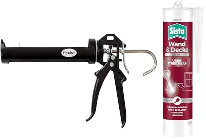 Sista Wand & Decke Acryl, zum Abdichten von Rissen an Wand & Decke, langlebiger Fugenfüller für Innen und Außen, Weiß (1x280ml) & Pattex Profi Metall Kartuschenpistole