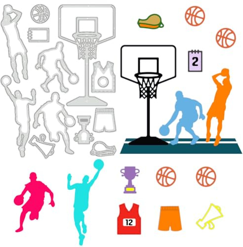 BENECREAT Basketball-Sportszene-Ausschnitt-Schablone, Dekorative Prägeschablone Für Basketball-Trikots Für DIY-Scrapbooking, Alben, Weihnachtskarten, 0.8 mm Dick