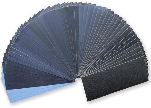 50PCS Sandpaper Assortment, Aeknewo Sand Paper Sheets 120 to 3000 Assorted Grits, 9 x 3.6 Inch Premium Wet Dry Sanding Paper for Wood Furniture Finishing, Metal Sanding, Automotive Polishing