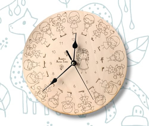 Orologio Personalizzato in Legno per Maestra – Regalo Fine Anno Scolastico Bambini, Insegnanti, Allenatori, Nonni – Orologio da Parete con Nomi e Dedica – Fatto a Mano