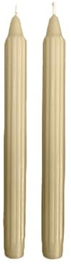 Set da 2 candele decorative scanalate Dorica - Colore Avorio - Durata 8 ore - Diametro 2,5 cm Altezza 25 cm