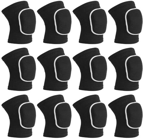 PATIKIL M Paracolpi Protettivi per Ginocchia, 6 Paia di Ginocchiere Spugna per Pallavolo, Traspiranti, per Ballo, per Donne e Uomini, Calcio, Basket, Allenamento, Nero Bianco