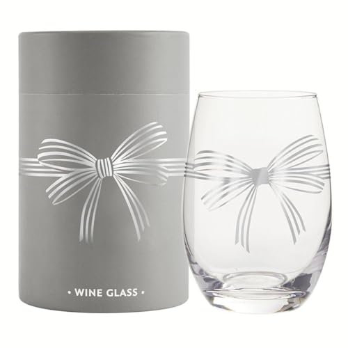 Santa Barbara Design Studio Bicchiere da vino senza stelo in confezione regalo, 500 ml, fiocco argentato
