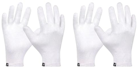 Gebol Baumwollhandschuh | 1 Paar | Größe S/M | nachhaltiger Mehrweghandschuh aus Bio-Baumwolle | antibakteriell, antiviral | Touchscreen geeignet | für Damen und Herren | weiß (Packung mit 2)