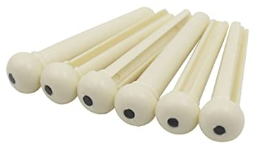 Gitarren Stegbolzen aus Kunststoff für Akustikgitarre Weiß | Ersatzteil für Sammler, Stabile Ausführung, 6 Stück Pack, für Gitarristen