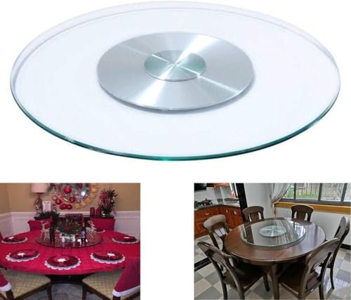 Großer Drehteller aus Glas für Esstisch, Küche, mit Kugellager aus Aluminiumlegierung, leichtgängiges Drehgelenk, Durchmesser 50 cm/60 cm/70 cm/80 cm/90 cm (60 cm)