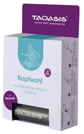 TAOASIS Kopfwohl Duftset - ätherisches BIO-Öl mit Pfefferminzöl - natürlich bei Kopfschmerzen
