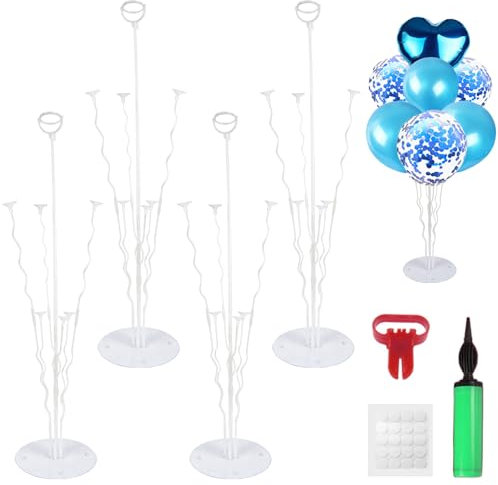 Ballonständer Kit (4Table Ballonhalter, 1Ballon Pumpe, 1Ballon Knotter), Ballon Stick Luftballons Ständer Ballon Stand Dekoration für Party, Hochzeit, Geburtstag, Graduierung