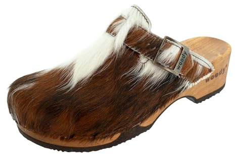 woody Damen Manu Fell Clog, Fell Natur, Größe 40