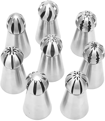 SELLORIA Russian Piping Tips Set, 8 Pieces Profesional Stainless Steel Flower Cake Decorating Nozzles, Cupcake Icing Tips for Baking and Cake Decore,Easy to Use,Rose Pastery Tips Supplies Kit,