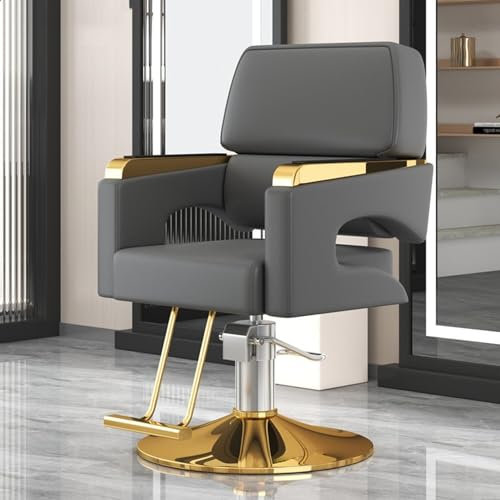 Friseurstuhl, Friseurstuhl mit Hochleistungshydraulikpumpe, um 360 ° drehbar, verstellbare Spa-Schönheitsausrüstung, Friseurfrauen und -männer für den Friseursalon (A)