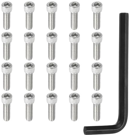 PATIKIL 3/8-16 x 1-1/4 Socket Head Screws Cap Bolt, 10Pcs 304 Stainless Steel Hexagon Socket Screws with Hex Wrenches Full Thread for Road Bicycle Mountain Bike Auto, Silver/Black