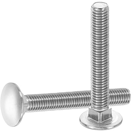 uxcell 10Pcs Carriage Bolts, M10 x 70mm Stainless Steel 18-8 (304) Round Head Square Neck Screws Bolt Screw for Fastening Accessories - Silver