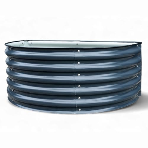 Hochbeet Garten Balkon optionaler Gewächshausaufsatz | stahlverzinktes & pulverbeschichtetes 0,6mm Metall anthrazit - Edelstahlschrauben (240L Hochbeet halbrund)