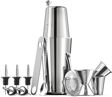 13 Pcs Cocktail Shaker Set, Bartender Kit, Stainless Steel Bar Tool Set for Drink Mixing Home Bartending Kit