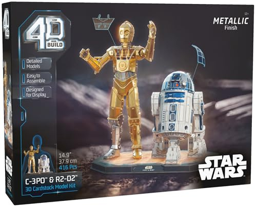 4D Build,C-3PO y R2-D2 3D de Star Wars coleccionables de Star Wars, Rompecabezas para Adultos Juguetes de construcción, Rompecabezas en 3D para Adultos y Adolescentes, 416 Piezas, a Partir de 12 años