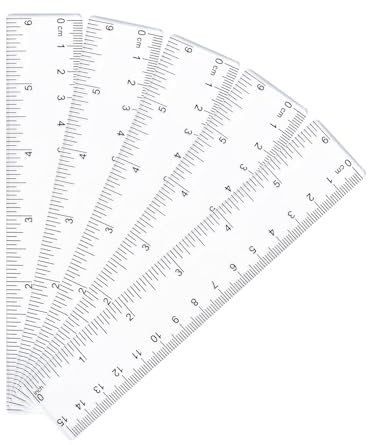 Lot de 5 règles en plastique transparent de 15 cm - Règles droites en plastique - Échelle métrique - Outil de mesure de précision - Rulers pour l'école, le bureau, la maison