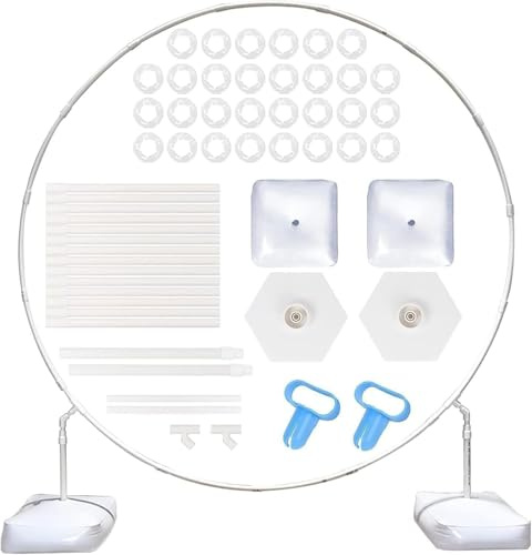 M.J COMFY-LIFE 5ft Round Balloon Arch Kit - Reusable Circle Hoop Stand with Base, 30 Balloon Clips & Water Weights - Perfect for Weddings, Birthdays, Graduations, Baby Showers (Indoor/Outdoor)