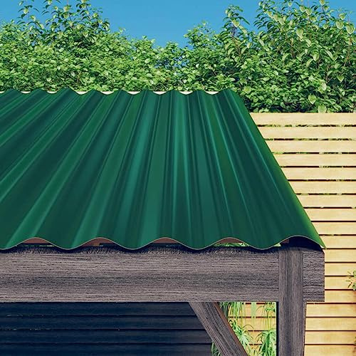 ACAGALA Pannelli da tetto ondulati in metallo, 60 x 36 cm, 36 pezzi, lamiera di acciaio zincata, per garage, casetta da giardino e tettoia | verde