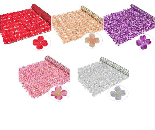 Clôture d'hortensia artificielle réaliste pour décoration de jardin et de mariage, fabriquée avec des fleurs en plastique et en soie pour une utilisation durable en extérieur (50 x 100 cm, orange