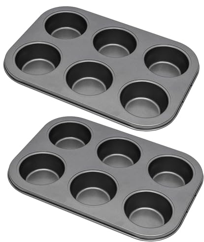 Besto Muffin Tray | Non-Stick Muffin Tins for Baking Cup Cakes & Brownies | BPA-Free Deep Baking Moulds for Yorkshire Puddings, Pies & More (6 Cup Pack of 2)