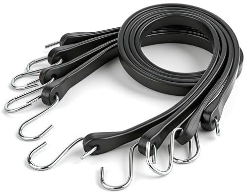 qjuwhua 8 Stück Spanngummi mit S-Haken 54cm/21 Zoll Schwarze Expander EPDM Spanngurte Gummispanner UV-beständig Gummiband Stark für Outdoor Einsätze Geeignet