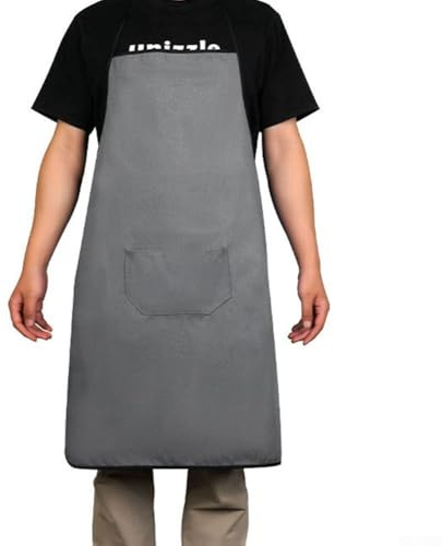 Oniissy Grembiule da saldatura ignifugo per protezione, in poliestere ignifugo e resistente agli spruzzi, con design tascabile di lunga durata e tessuto twill traspirante (grigio)