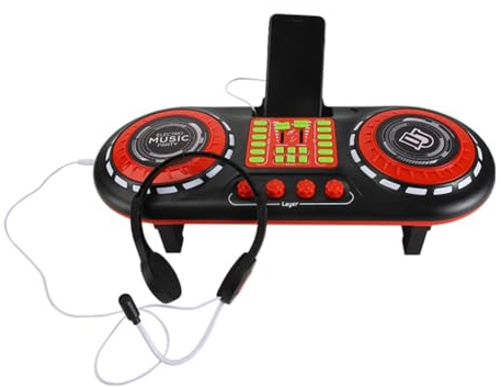 Fegtrtyoa DJ per Bambini Mixer Musicale Turntable Giocattolo Musicale Multifunzione A Percussione Controllo Telefonico Connesso