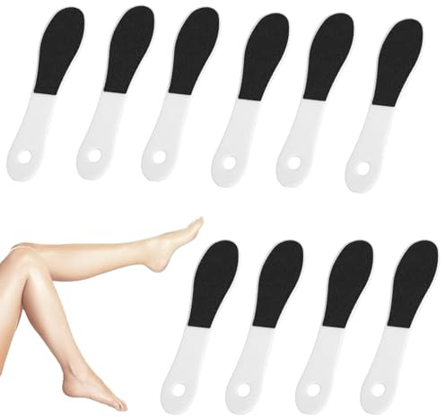 10 Pieces Foot File, Foot Scraper, Foot Files for Hard Skin, Foot Filer, Double Sided, with Plastic Handle for Wet and Dry Cracked Feet, Foot Scraper Hard Skin Remover