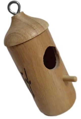 Casa de colibrí de madera para colgar al aire libre - 12 x 5 x 5 cm refugio anidación con cuerda de cáñamo, construcción de madera de caucho natural, resistente a la intemperie