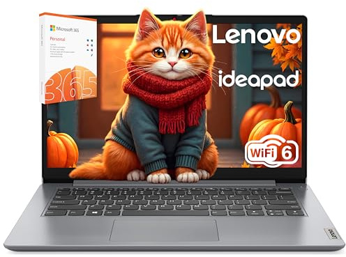 Lenovo Laptop 2026 para estudiantes y hogar, 14 pulgadas con Office 365, 8 GB de RAM, 128 GB de almacenamiento, Intel Dual Core, WiFi 6, Windows 11, batería de larga duración, laptop esencial, gris