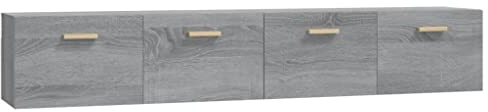 Wynira väggskåp 2 st. Grå Sonoma trämaterial 100 x 36,5 x 35 cm väggmontering förvaringsskåp kontor skrivbord skåp hängande gisterskåp för vardagsrum badrum