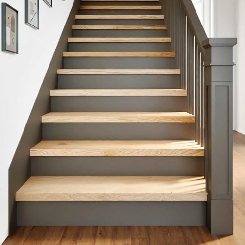 YunCangg 2 escalones de madera maciza de roble 100 x 30 x 2 cm sin tratar, versátiles como alféizar de ventana, adecuados para escaleras interiores, escaleras de caracol, mascotas, seguridad