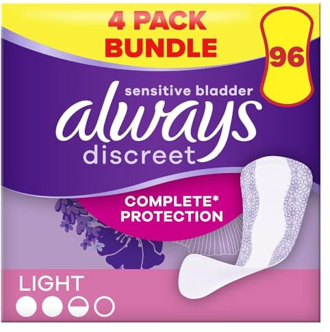 Always Discreet Incontinence Liners for Sensitive Bladder - Pack of 96