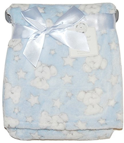 Baby Boy Soft Fleece Wrap Blanket Pram Cot Crib Moses Basket Blue Teddy